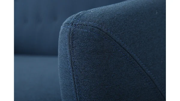 Canapé Déhoussable 3 Places En Tissu Bleu Foncé Et Bois Foncé YNOK 6