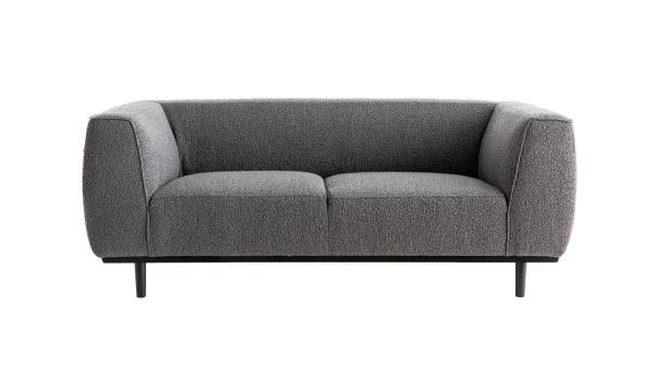a Prix Discount Canapé Design 2-3 Places En Tissu Effet Laine Bouclée Gris Anthracite Et Bois Noir MORRIS 1