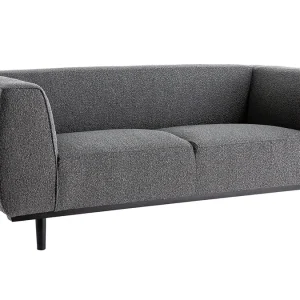 a Prix Discount Canapé Design 2-3 Places En Tissu Effet Laine Bouclée Gris Anthracite Et Bois Noir MORRIS 11