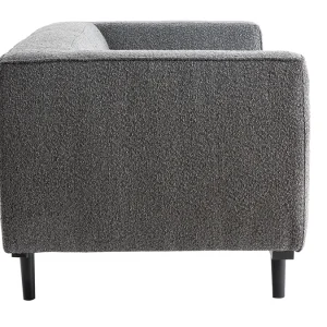 a Prix Discount Canapé Design 2-3 Places En Tissu Effet Laine Bouclée Gris Anthracite Et Bois Noir MORRIS 13