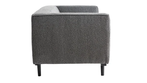 a Prix Discount Canapé Design 2-3 Places En Tissu Effet Laine Bouclée Gris Anthracite Et Bois Noir MORRIS 4