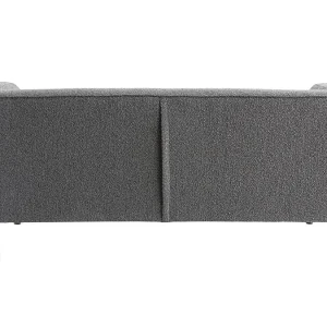 a Prix Discount Canapé Design 2-3 Places En Tissu Effet Laine Bouclée Gris Anthracite Et Bois Noir MORRIS 15
