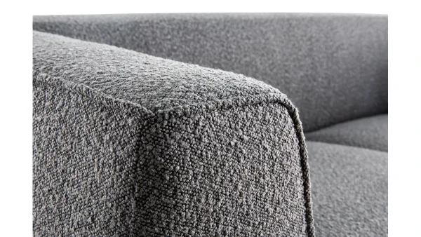 a Prix Discount Canapé Design 2-3 Places En Tissu Effet Laine Bouclée Gris Anthracite Et Bois Noir MORRIS 6
