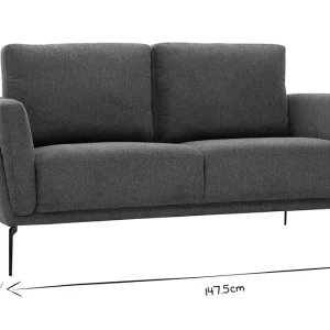 acheter en ligne Canapé Design 2 Places En Tissu Effet Velours Texturé Gris Foncé Et Métal Noir MOSCO 19