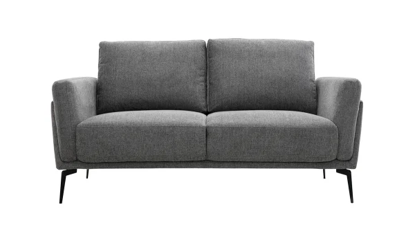 acheter en ligne Canapé Design 2 Places En Tissu Effet Velours Texturé Gris Foncé Et Métal Noir MOSCO 1
