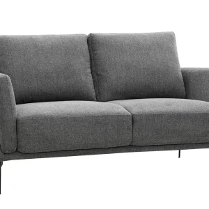 acheter en ligne Canapé Design 2 Places En Tissu Effet Velours Texturé Gris Foncé Et Métal Noir MOSCO 11