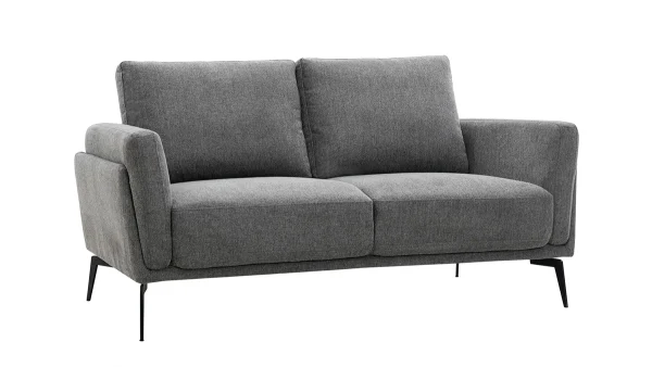 acheter en ligne Canapé Design 2 Places En Tissu Effet Velours Texturé Gris Foncé Et Métal Noir MOSCO 3