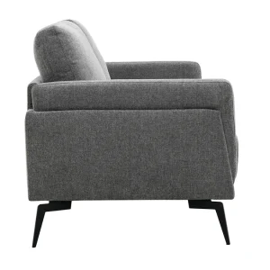 acheter en ligne Canapé Design 2 Places En Tissu Effet Velours Texturé Gris Foncé Et Métal Noir MOSCO 13