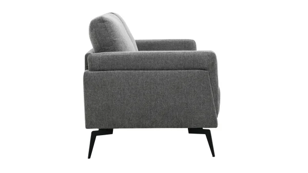acheter en ligne Canapé Design 2 Places En Tissu Effet Velours Texturé Gris Foncé Et Métal Noir MOSCO 4