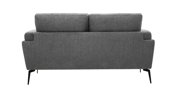 acheter en ligne Canapé Design 2 Places En Tissu Effet Velours Texturé Gris Foncé Et Métal Noir MOSCO 5