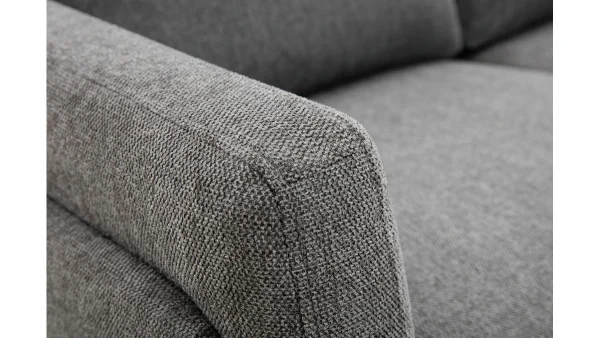 acheter en ligne Canapé Design 2 Places En Tissu Effet Velours Texturé Gris Foncé Et Métal Noir MOSCO 6