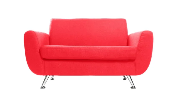 Canapé Design 2 Places En Tissu Rouge Et Acier Chromé PURE 1