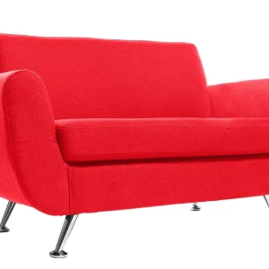 Canapé Design 2 Places En Tissu Rouge Et Acier Chromé PURE 11