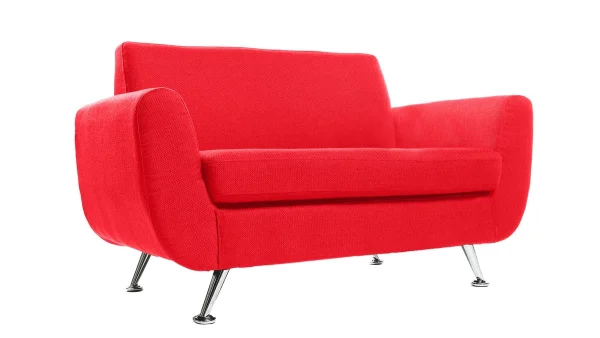 Canapé Design 2 Places En Tissu Rouge Et Acier Chromé PURE 3