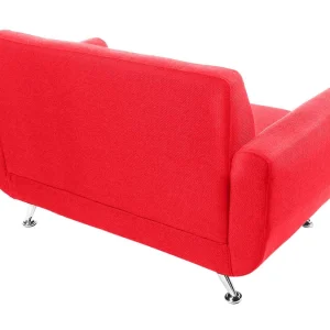 Canapé Design 2 Places En Tissu Rouge Et Acier Chromé PURE 13
