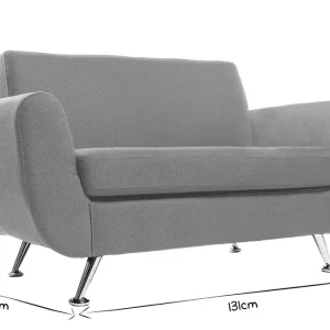 Canapé Design 2 Places En Tissu Rouge Et Acier Chromé PURE 19