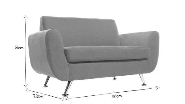 Canapé Design 2 Places En Tissu Rouge Et Acier Chromé PURE 7