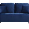 Canapé Design 2 Places En Tissu Velours Bleu Nuit Et Métal Noir BEKA excellente qualité 23