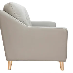 Canapé Design 3 Places Cuir Gris Et Bois Clair ARNOLD vente pas cher 13