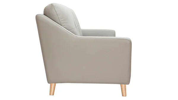 Canapé Design 3 Places Cuir Gris Et Bois Clair ARNOLD vente pas cher 4