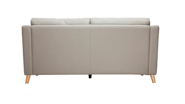 Canapé Design 3 Places Cuir Gris Et Bois Clair ARNOLD vente pas cher 5
