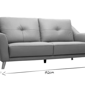 Canapé Design 3 Places Cuir Gris Et Bois Clair ARNOLD vente pas cher 19