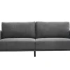 mode pas cher Canapé Design 3 Places En Tissu Effet Velours Texturé Gris Et Métal Noir MOSCO 25