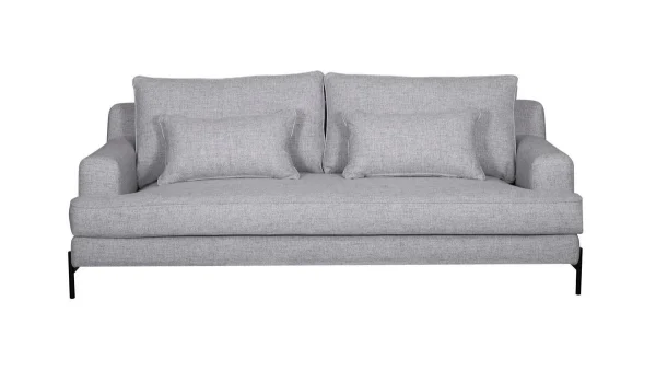 Canapé Design 4 Places En Tissu Gris Chiné Et Métal Noir PUCHKINE dernière tendance 1