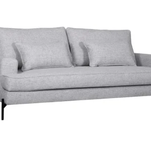 Canapé Design 4 Places En Tissu Gris Chiné Et Métal Noir PUCHKINE dernière tendance 12