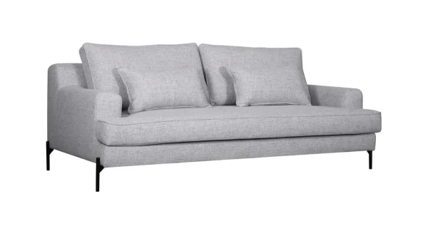 Canapé Design 4 Places En Tissu Gris Chiné Et Métal Noir PUCHKINE dernière tendance 3