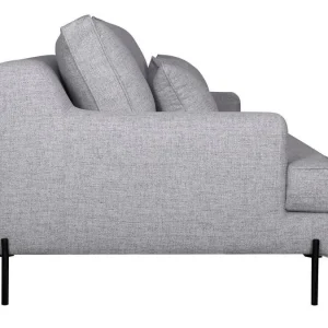 Canapé Design 4 Places En Tissu Gris Chiné Et Métal Noir PUCHKINE dernière tendance 14