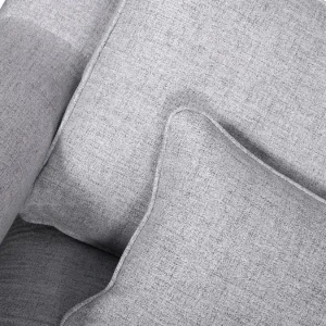 Canapé Design 4 Places En Tissu Gris Chiné Et Métal Noir PUCHKINE dernière tendance 18