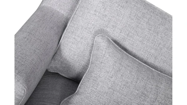 Canapé Design 4 Places En Tissu Gris Chiné Et Métal Noir PUCHKINE dernière tendance 6