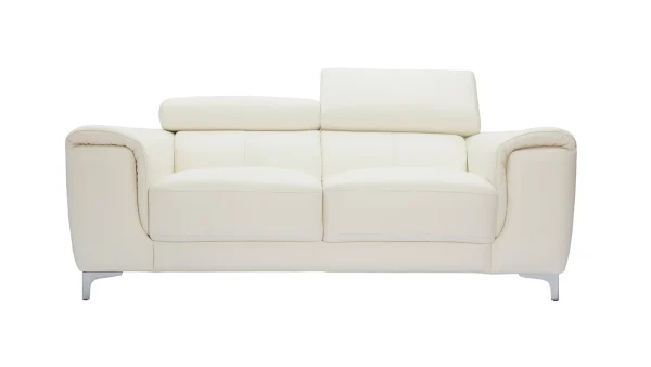 Canapé Design Avec Têtières Ajustables 2 Places Cuir Blanc Cassé Et Acier Chromé NEVADA magasin en ligne 3