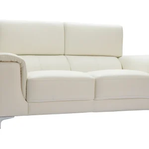 Canapé Design Avec Têtières Ajustables 2 Places Cuir Blanc Cassé Et Acier Chromé NEVADA magasin en ligne 14