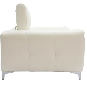 Canapé Design Avec Têtières Ajustables 2 Places Cuir Blanc Cassé Et Acier Chromé NEVADA magasin en ligne 16