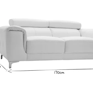 Canapé Design Avec Têtières Ajustables 2 Places Cuir Blanc Cassé Et Acier Chromé NEVADA magasin en ligne 22