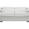 Canapé Design Avec Têtières Ajustables 2 Places Cuir Blanc Et Acier Chromé EWING 26