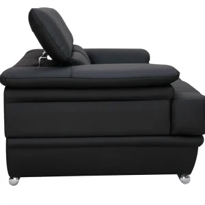 Canapé Design Avec Têtières Ajustables 2 Places Cuir Noir Et Acier Chromé EWING 16