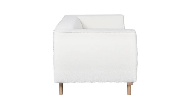 Canapé Scandinave 2-3 Places En Tissu Effet Laine Bouclée écru Et Bois Clair MORRIS 4