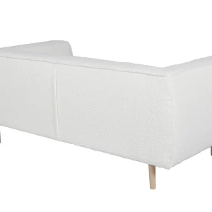 Canapé Scandinave 2-3 Places En Tissu Effet Laine Bouclée écru Et Bois Clair MORRIS 15