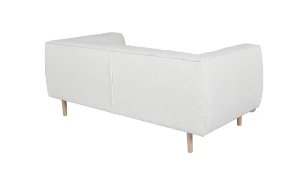 Canapé Scandinave 2-3 Places En Tissu Effet Laine Bouclée écru Et Bois Clair MORRIS 5