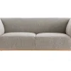 Canapé Scandinave 2-3 Places En Tissu Effet Laine Bouclée Taupe Et Bois Clair MORRIS De Qualité 26