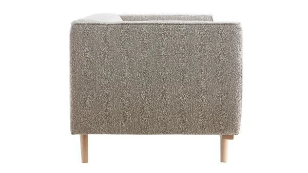 Canapé Scandinave 2-3 Places En Tissu Effet Laine Bouclée Taupe Et Bois Clair MORRIS De Qualité 4