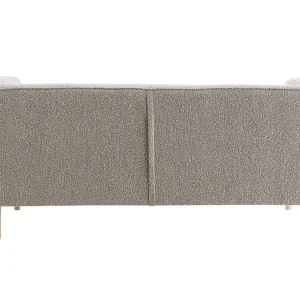 Canapé Scandinave 2-3 Places En Tissu Effet Laine Bouclée Taupe Et Bois Clair MORRIS De Qualité 14