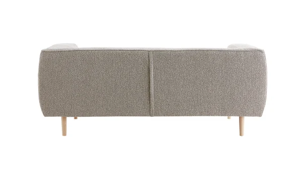 Canapé Scandinave 2-3 Places En Tissu Effet Laine Bouclée Taupe Et Bois Clair MORRIS De Qualité 5