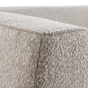 Canapé Scandinave 2-3 Places En Tissu Effet Laine Bouclée Taupe Et Bois Clair MORRIS De Qualité 16