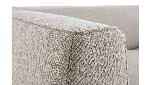 Canapé Scandinave 2-3 Places En Tissu Effet Laine Bouclée Taupe Et Bois Clair MORRIS De Qualité 6