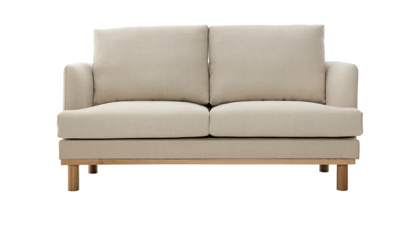 Canapé Scandinave 2 Places En Tissu Beige Et Bois Clair HOBART 1