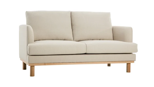 Canapé Scandinave 2 Places En Tissu Beige Et Bois Clair HOBART 3